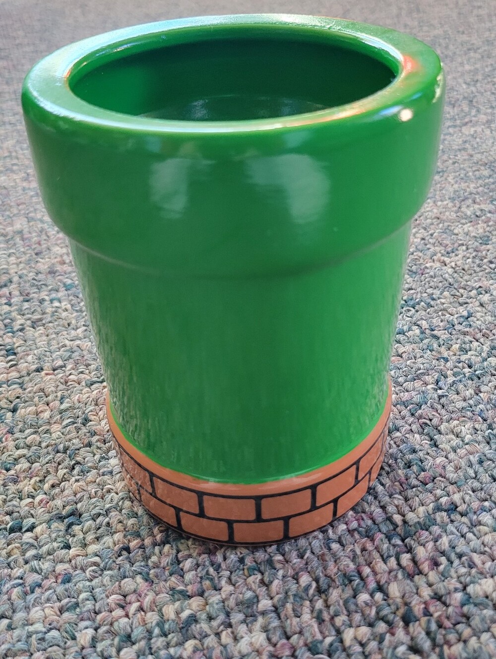 Green Ceramic Pipe Pencil Holder/storage- Super Mario Nintendo